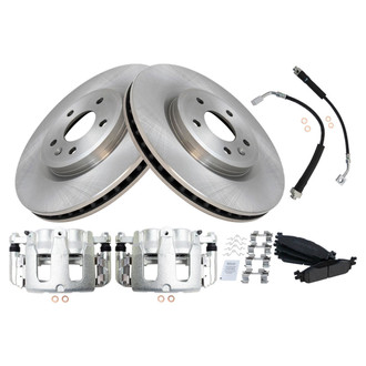 TRQ® - Front Disc Brake Kit with Semi-Metallic Pads, Calipers and Hoses