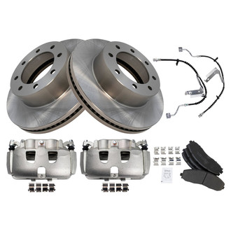 TRQ® - Front Disc Brake Kit with Semi-Metallic Pads, Calipers and Hoses