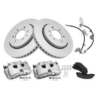 TRQ® - Front Disc Brake Kit with Semi-Metallic Pads, Calipers and Hoses