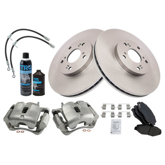 TRQ® - Front Disc Brake Kit with Ceramic Pads, Calipers and Hoses