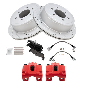 TRQ® - Performance Ceramic Rear Brake Kit with Calipers and Hoses