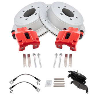 TRQ® - Performance Semi-Metallic Rear Brake Kit with Calipers and Hoses