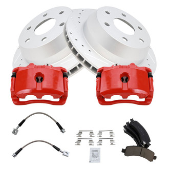 TRQ® - Performance Ceramic Rear Brake Kit with Calipers and Hoses