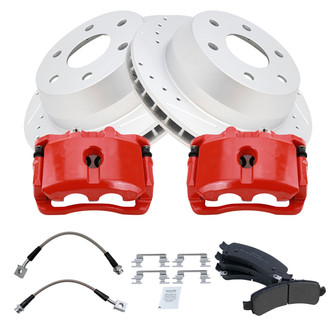 TRQ® - Performance Semi-Metallic Rear Brake Kit with Calipers and Hoses