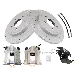TRQ® - Performance Ceramic Rear Brake Kit with Calipers and Hoses