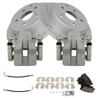 TRQ® - Performance Ceramic Rear Brake Kit with Calipers and Hoses