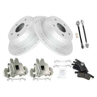 TRQ® BKA58293 - Performance Ceramic Rear Brake Kit with Calipers and Hoses