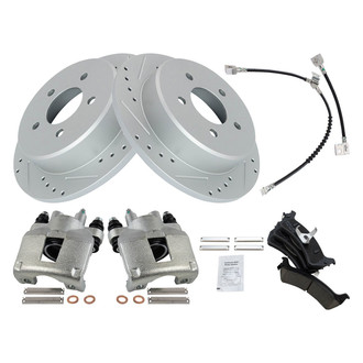 TRQ® - Performance Ceramic Rear Brake Kit with Calipers and Hoses