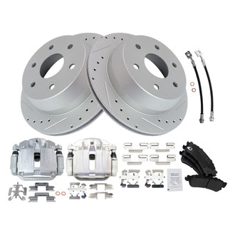 TRQ® - Performance Semi-Metallic Rear Brake Kit with Calipers and Hoses