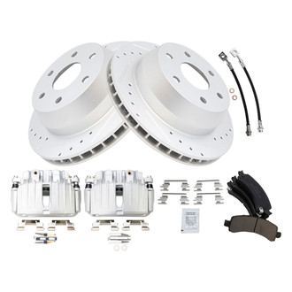 TRQ® - Performance Ceramic Rear Brake Kit with Calipers and Hoses
