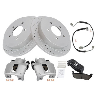 TRQ® - Performance Ceramic Rear Brake Kit with Calipers and Hoses