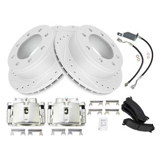 TRQ® - Performance Ceramic Rear Brake Kit with Calipers and Hoses