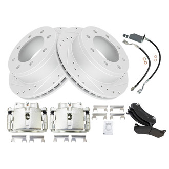 TRQ® - Performance Semi-Metallic Rear Brake Kit with Calipers and Hoses