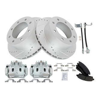 TRQ® - Performance Ceramic Rear Brake Kit with Calipers and Hoses