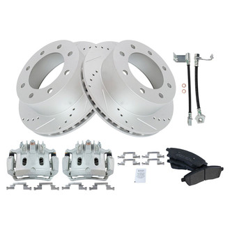 TRQ® - Performance Semi-Metallic Rear Brake Kit with Calipers and Hoses