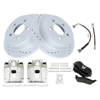 TRQ® - Performance Ceramic Rear Brake Kit with Calipers and Hoses