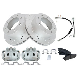 TRQ® - Performance Semi-Metallic Brake Kit with Calipers and Hoses