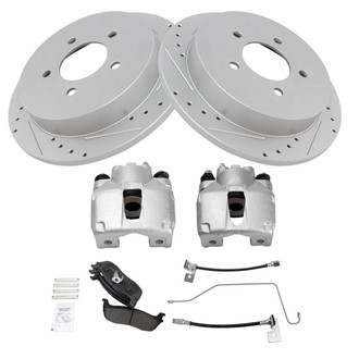 TRQ® - Performance Ceramic Rear Brake Kit with Calipers and Hoses