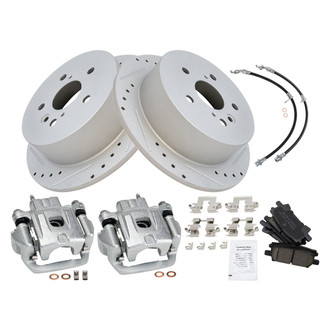 TRQ® - Performance Ceramic Rear Brake Kit with Calipers and Hoses