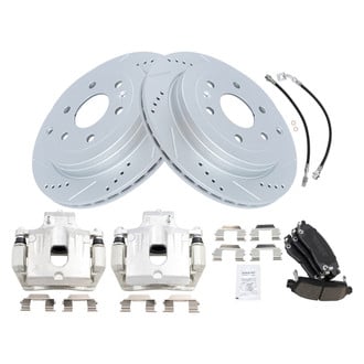 TRQ® - Performance Ceramic Rear Brake Kit with Calipers and Hoses