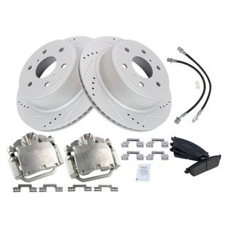 TRQ® BKA58414 - Performance Ceramic Rear Brake Kit with Calipers and Hoses