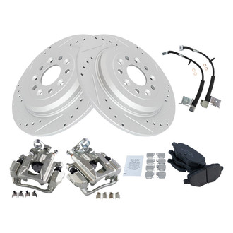 TRQ® - Performance Ceramic Rear Brake Kit with Calipers and Hoses
