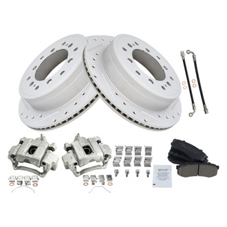 TRQ® - Performance Ceramic Rear Brake Kit with Calipers and Hoses