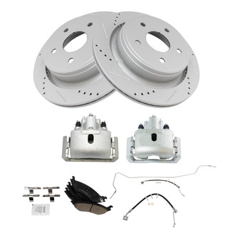 TRQ® - Performance Ceramic Rear Brake Kit with Calipers and Hoses