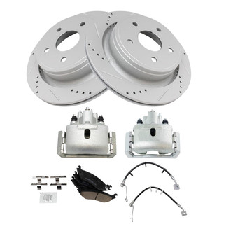 TRQ® - Performance Ceramic Rear Brake Kit with Calipers and Hoses