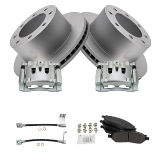 TRQ® - Rear Disc Brake Kit with Semi-Metallic Pads, Calipers and Hoses