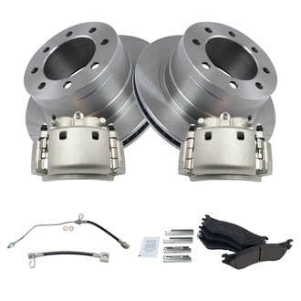 TRQ® - Performance Ceramic Rear Brake Kit with Calipers and Hoses