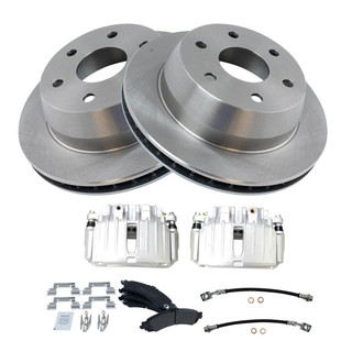 TRQ® - Rear Disc Brake Kit with Semi-Metallic Pads, Calipers and Hoses