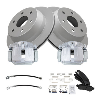 TRQ® - Rear Disc Brake Kit with Semi-Metallic Pads, Calipers and Hoses