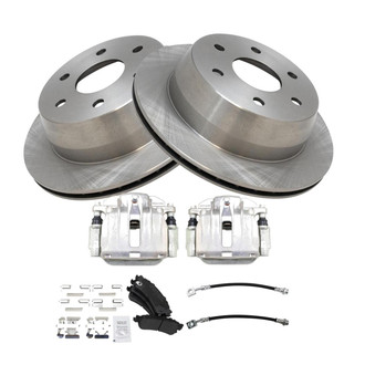 TRQ® - Rear Disc Brake Kit with Semi-Metallic Pads, Calipers and Hoses