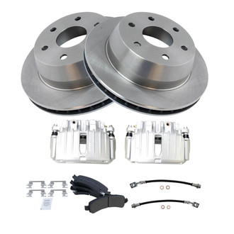 TRQ® - Rear Disc Brake Kit with Semi-Metallic Pads, Calipers and Hoses