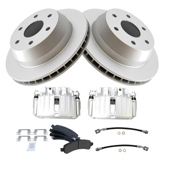 TRQ® - Rear Disc Brake Kit with Semi-Metallic Pads, Calipers and Hoses