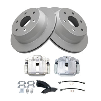 TRQ® - Rear Disc Brake Kit with Semi-Metallic Pads, Calipers and Hoses