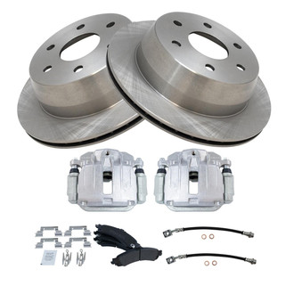 TRQ® - Rear Disc Brake Kit with Semi-Metallic Pads, Calipers and Hoses