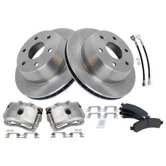 TRQ® - Rear Disc Brake Kit with Semi-Metallic Pads, Calipers and Hoses