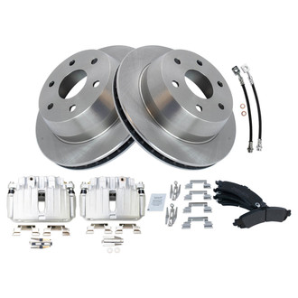 TRQ® - Rear Disc Brake Kit with Semi-Metallic Pads, Calipers and Hoses