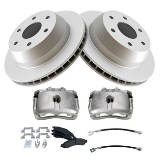 TRQ® - Rear Disc Brake Kit with Semi-Metallic Pads, Calipers and Hoses