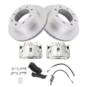 TRQ® - Rear Disc Brake Kit with Semi-Metallic Pads, Calipers and Hoses