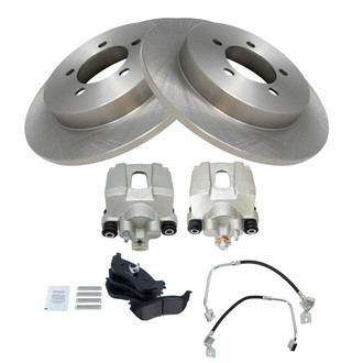 TRQ® - Rear Disc Brake Kit with Ceramic Pads, Calipers and Hoses