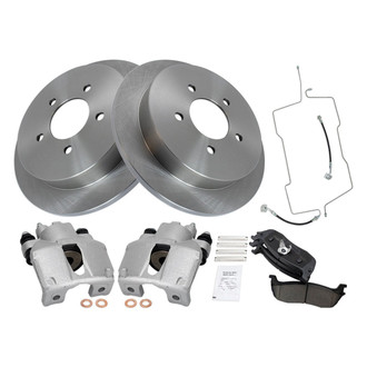 TRQ® - Rear Disc Brake Kit with Ceramic Pads, Calipers and Hoses