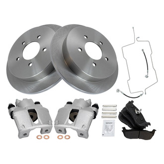 TRQ® - Rear Disc Brake Kit with Semi-Metallic Pads, Calipers and Hoses