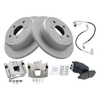 TRQ® - Rear Disc Brake Kit with Semi-Metallic Pads, Calipers and Hoses