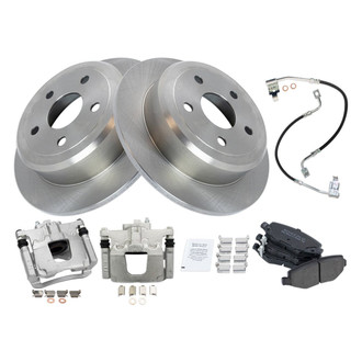 TRQ® - Rear Disc Brake Kit with Semi-Metallic Pads, Calipers and Hoses