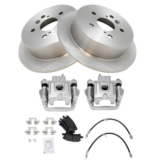 TRQ® - Rear Disc Brake Kit with Semi-Metallic Pads, Calipers and Hoses