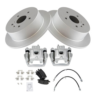 TRQ® - Rear Disc Brake Kit with Semi-Metallic Pads, Calipers and Hoses