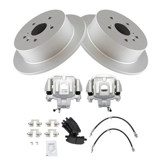 TRQ® - Rear Disc Brake Kit with Semi-Metallic Pads, Calipers and Hoses
